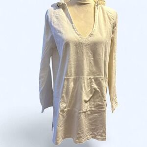 Womens Lands End Swim cover up Medium 8-10 EUC White Beachy